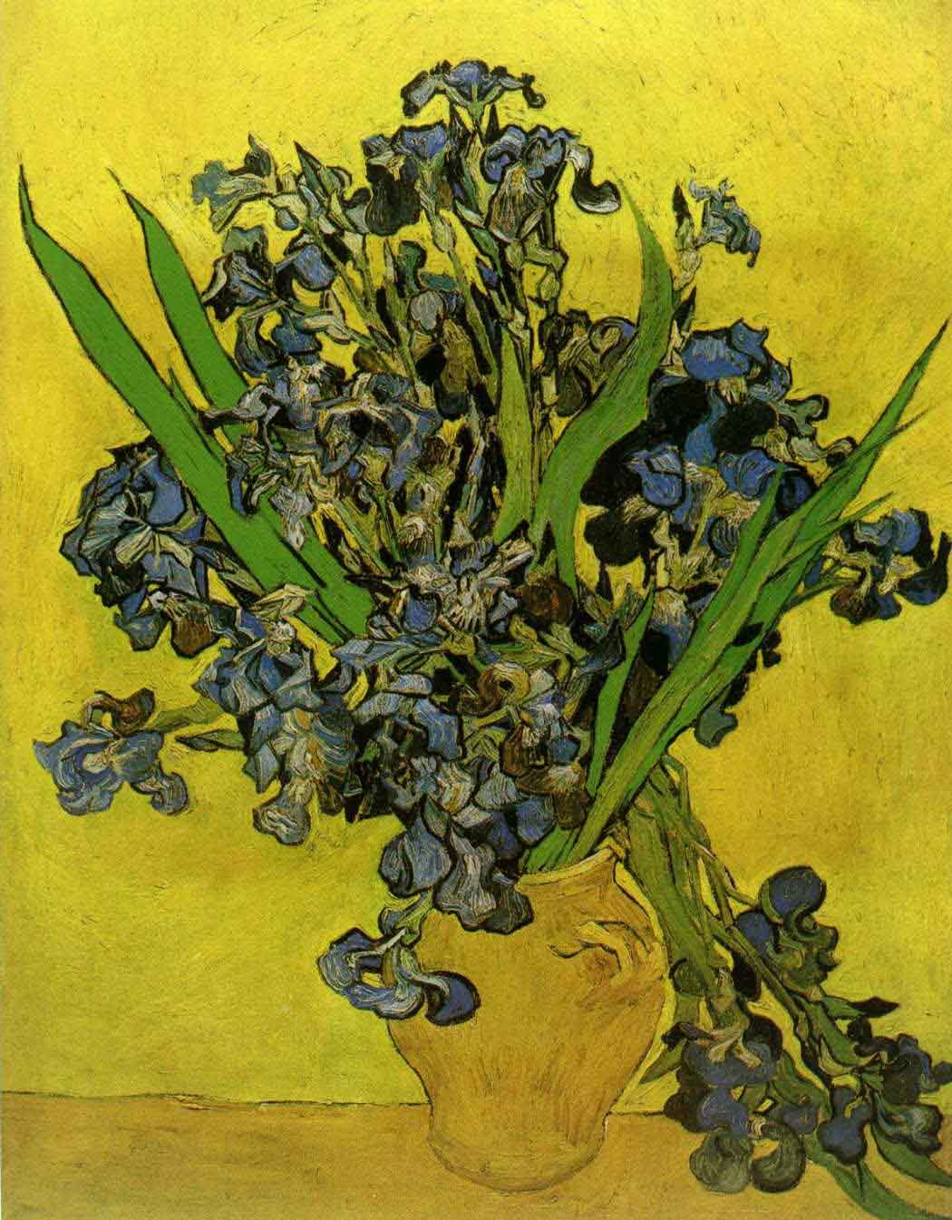 irises yellow background - Van Gogh Painting On Canvas